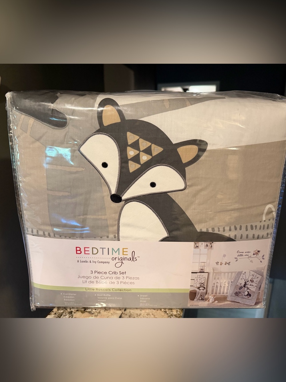 Bedtime Originals Little Rascals Fox 3-Piece Crib Set - Gray & Cream